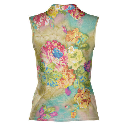 Flower Garden Women's Sleeveless Polo Shirt