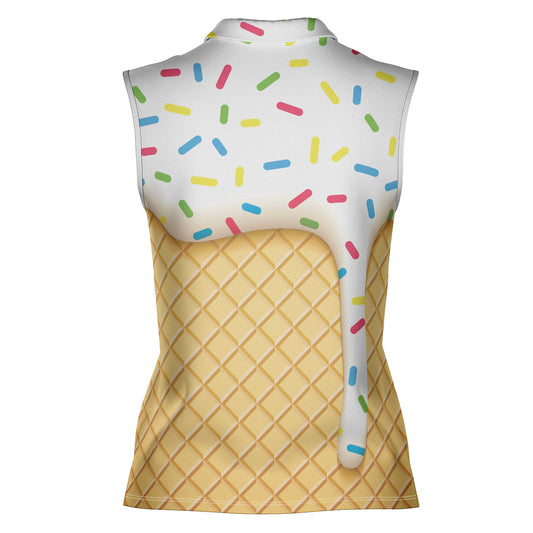 Ice Cream Cone Women's Sleeveless Polo Shirt