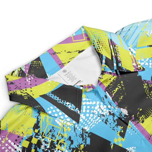 Pink & Blue Geometric Polo Shirt