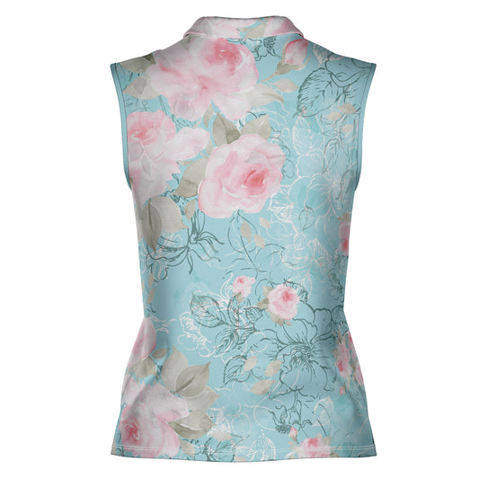 Pink Roses Women's Sleeveless Polo Shirt