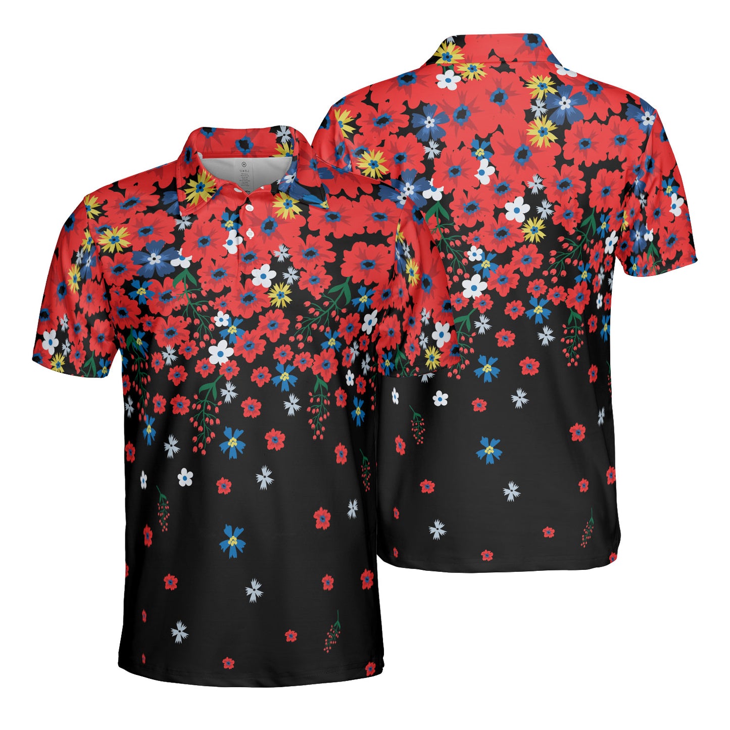 Raining Red Flowers Polo Shirt