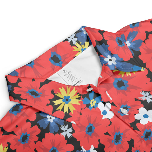 Raining Red Flowers Polo Shirt