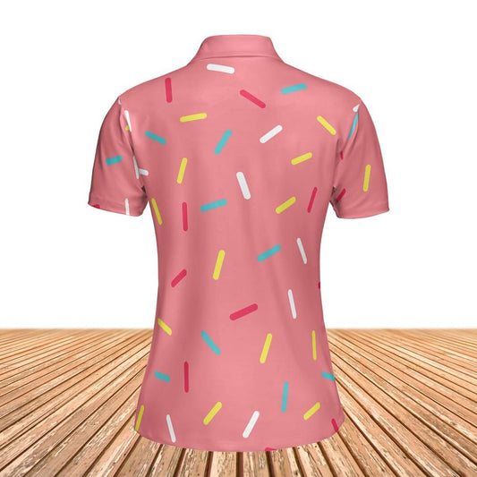 Pink Donut Sprinkles Women Polo Shirt