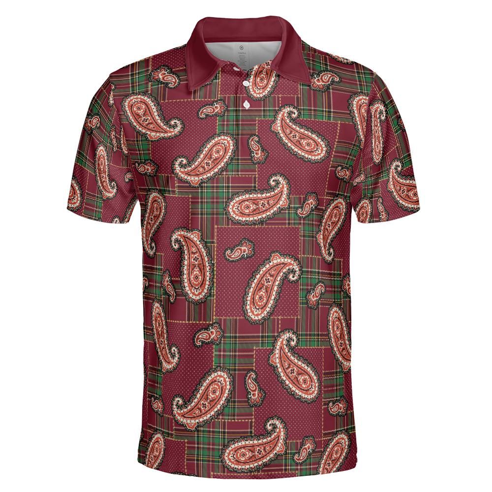 Rustic Paisley And Plaid Polo Shirt