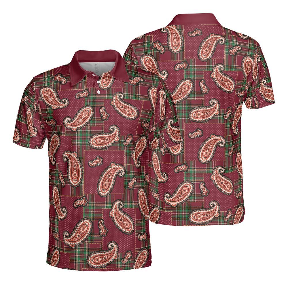 Rustic Paisley And Plaid Polo Shirt
