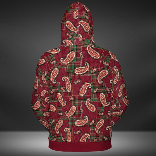 Rustic Paisley And Plaid Premium Unisex Zip Hoodie