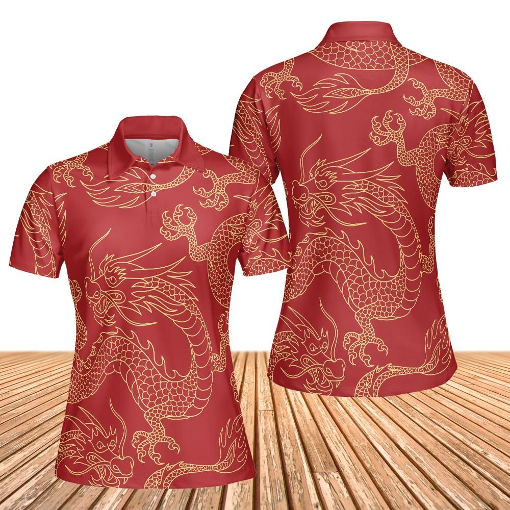 Gold & Red Dragon Women's Polo Shirt