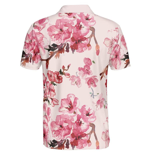 Watercolor Cherry Blossoms Polo Shirt