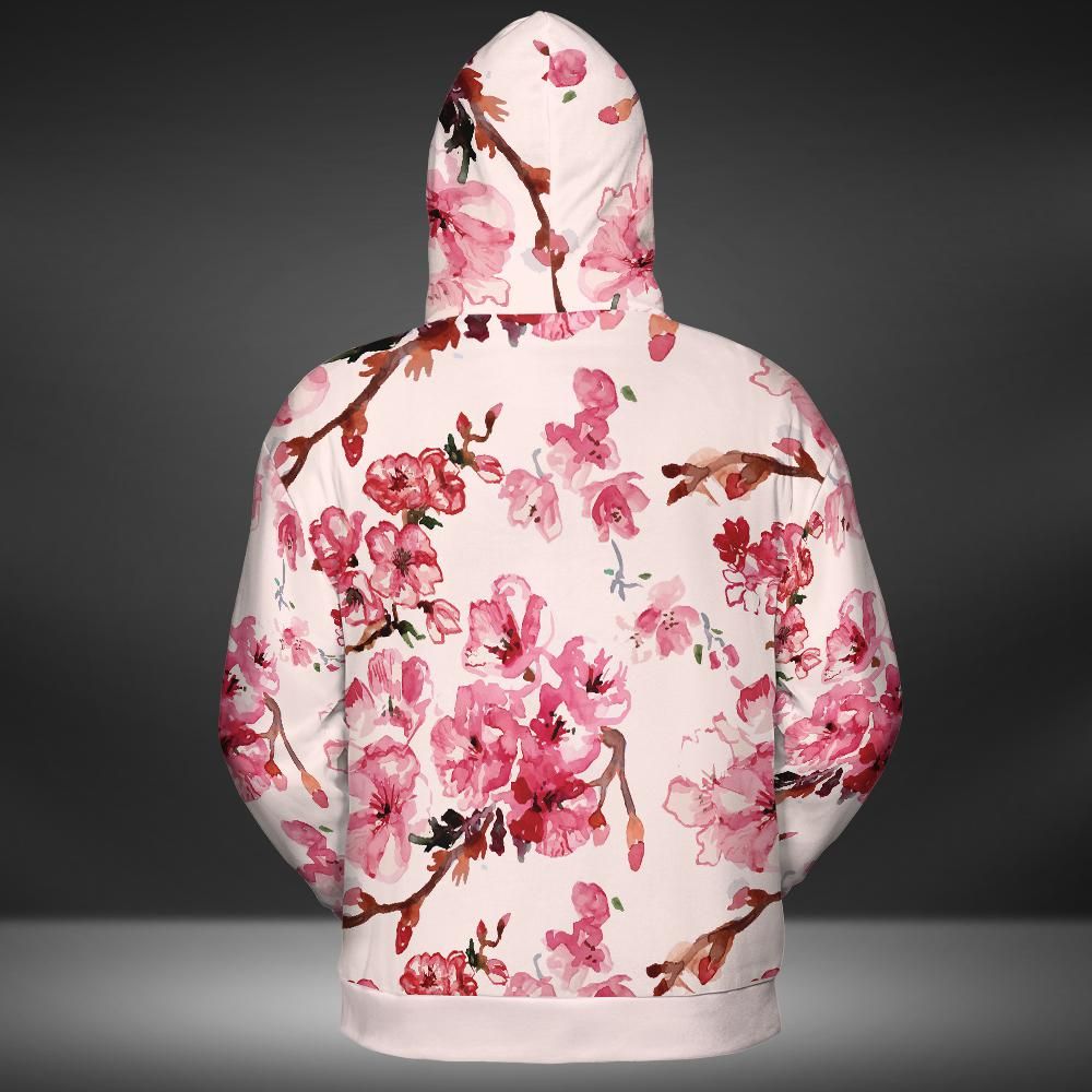 Watercolor Cherry Blossoms Premium Unisex Zip Hoodie