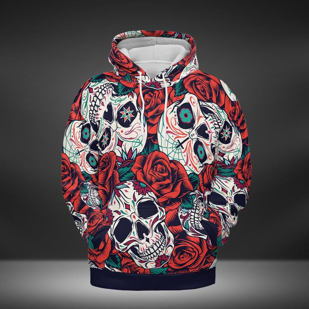 Day Of The Dead And Roses Premium Unisex Hoodie