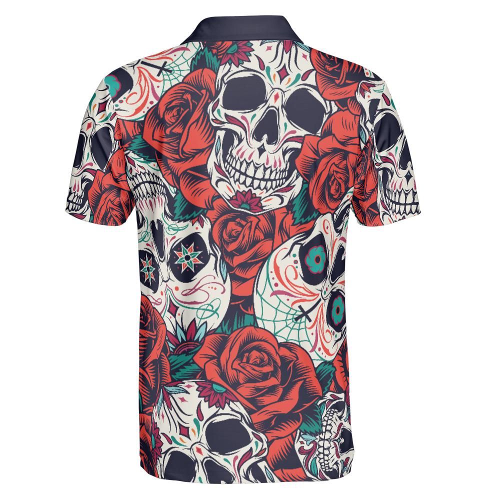 Day Of The Dead And Roses Polo Shirt