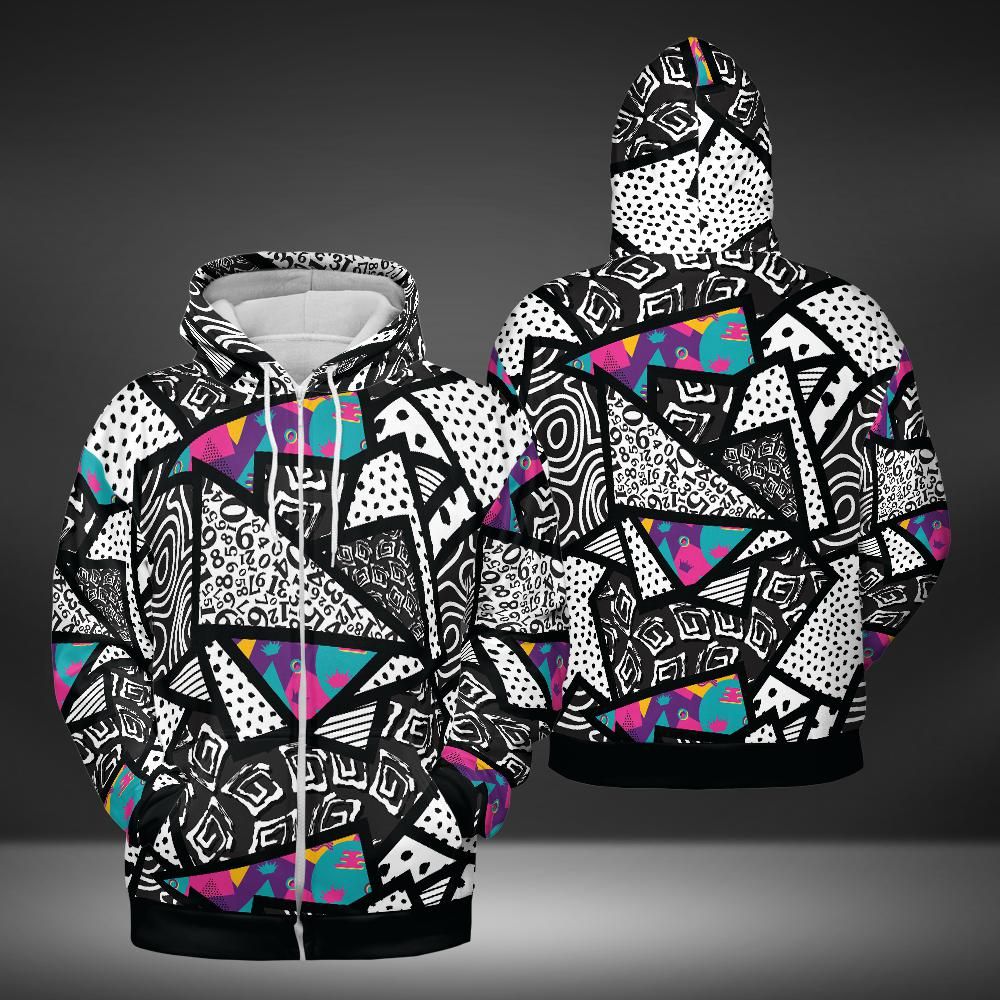 Memphis Texture Premium Unisex Zip Hoodie