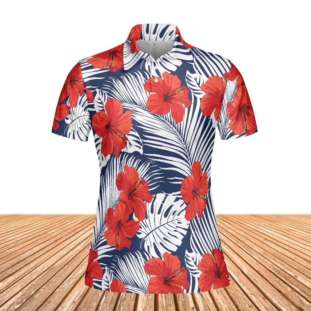 Tropical Flowers And Palm Leaves Women's Polo Shirt
