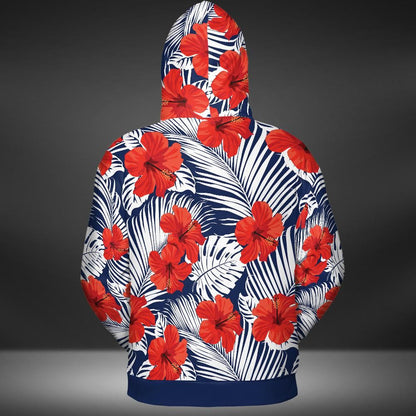 Tropical Flowers And Palm Leaves Premium Unisex Hoodie