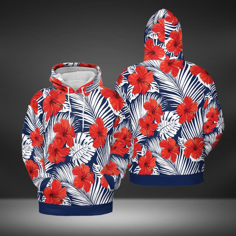 Tropical Flowers And Palm Leaves Premium Unisex Hoodie