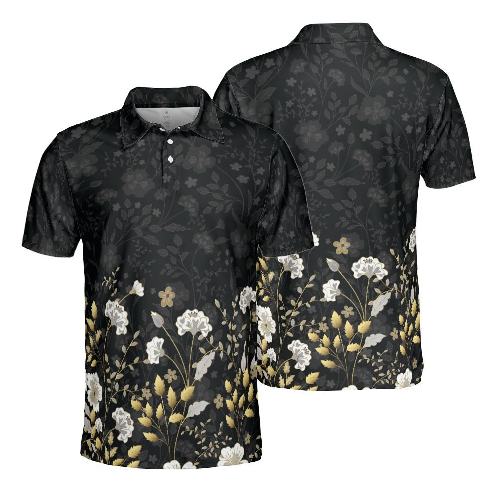 Gold Flowers Polo Shirt