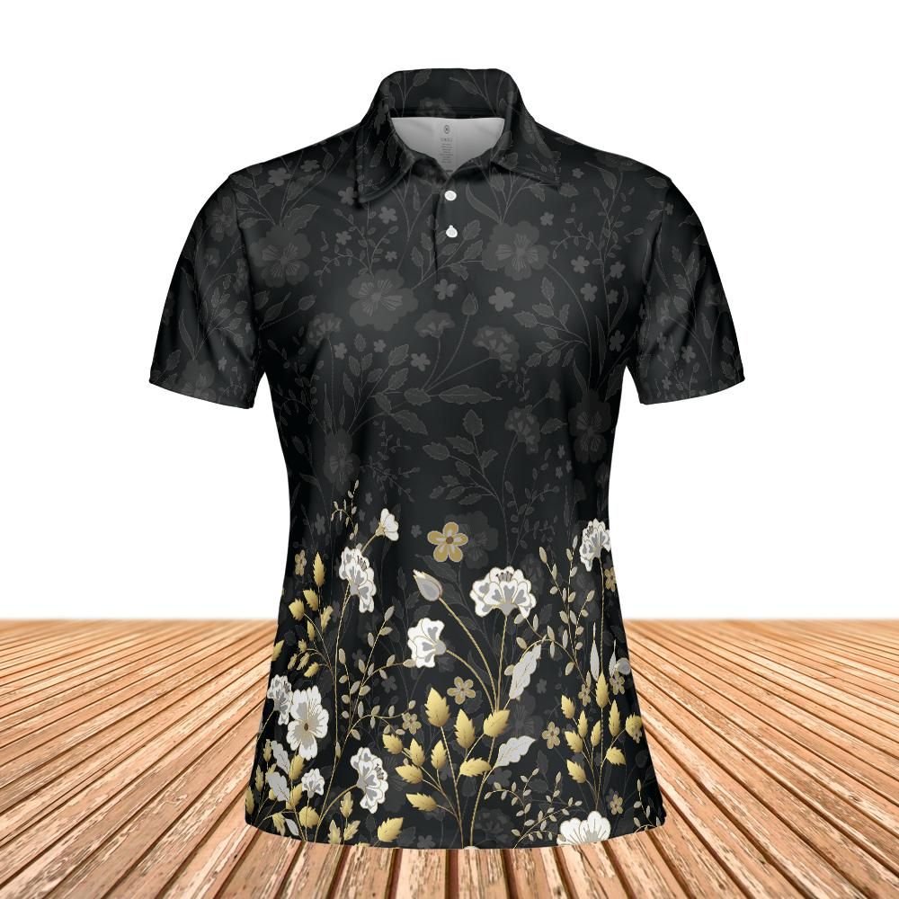 Gold Flowers Women's Polo Shirt