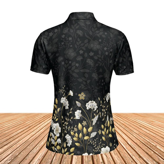 Gold Flowers Women's Polo Shirt
