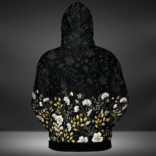 Gold Flowers Premium Unisex Zip Hoodie