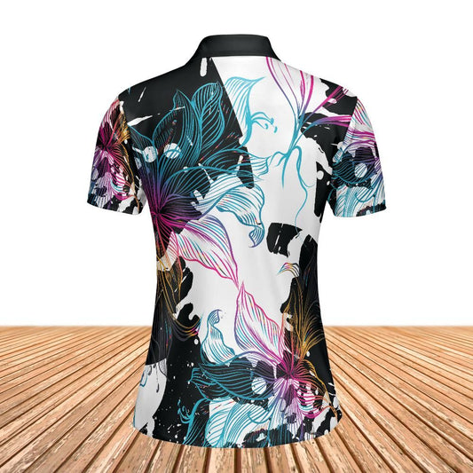Abstract Gradient Flowers Women's Polo Shirt