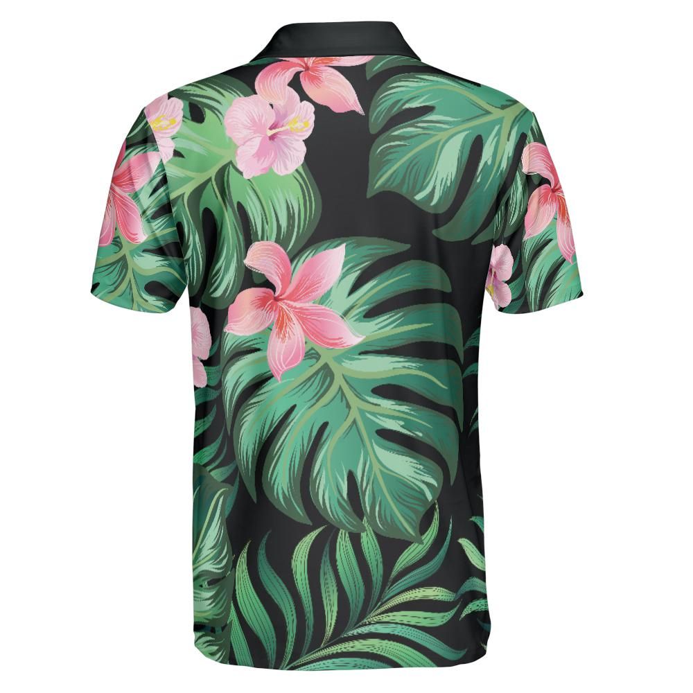 Summer Palm Leaves And Flowers Polo Shirt