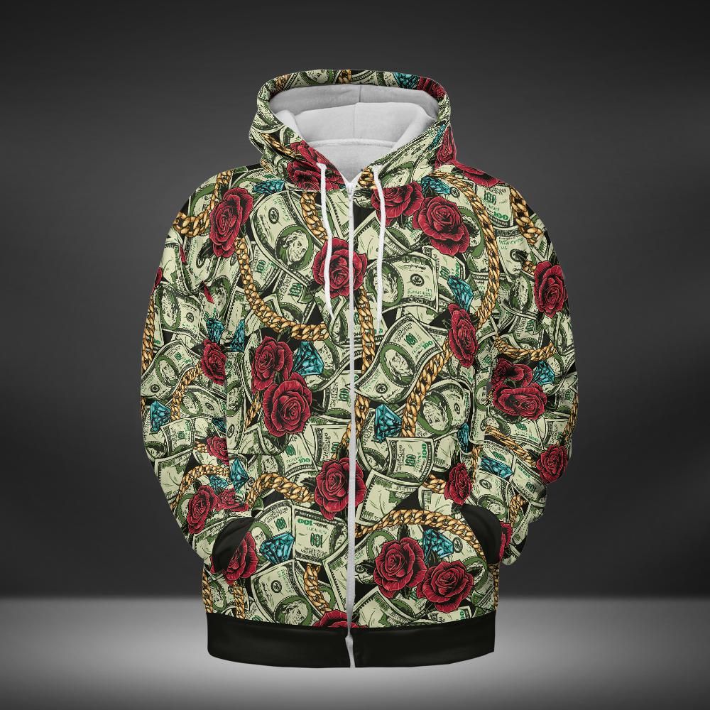 Money And Diamonds Over Everything Premium Unisex Zip Hoodie