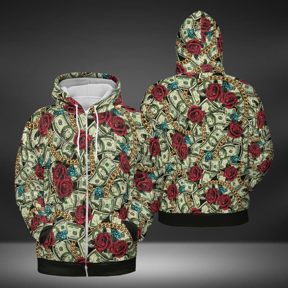 Money And Diamonds Over Everything Premium Unisex Zip Hoodie