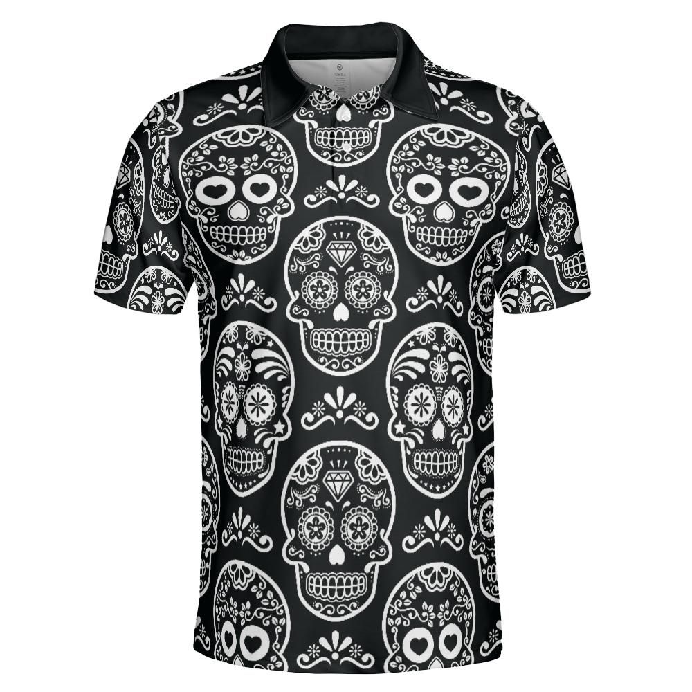Black & White Calavera Polo Shirt