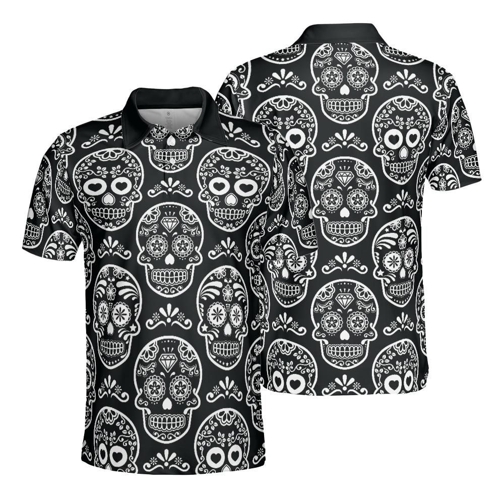 Black & White Calavera Polo Shirt