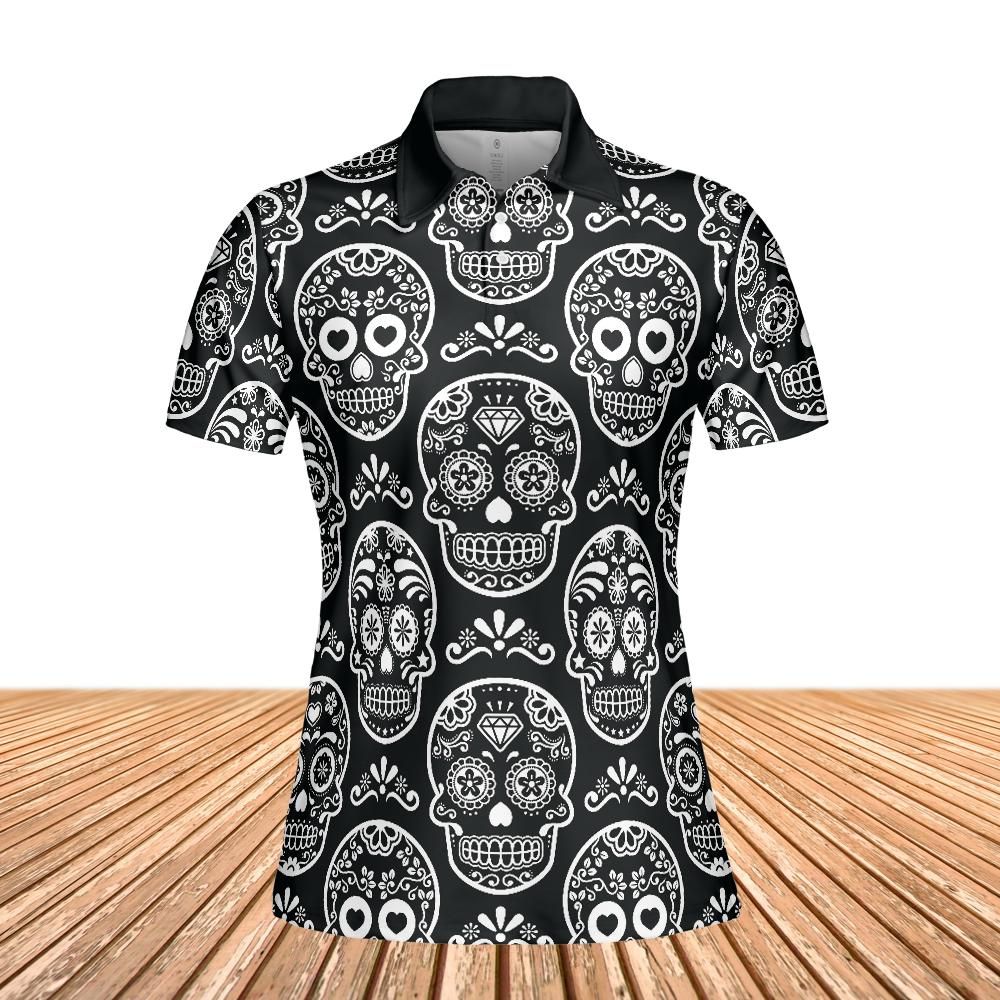 Black & White Calavera Women's Polo Shirt