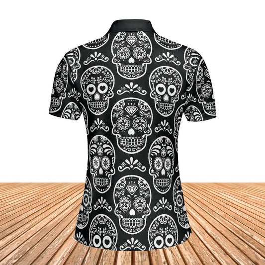 Black & White Calavera Women's Polo Shirt