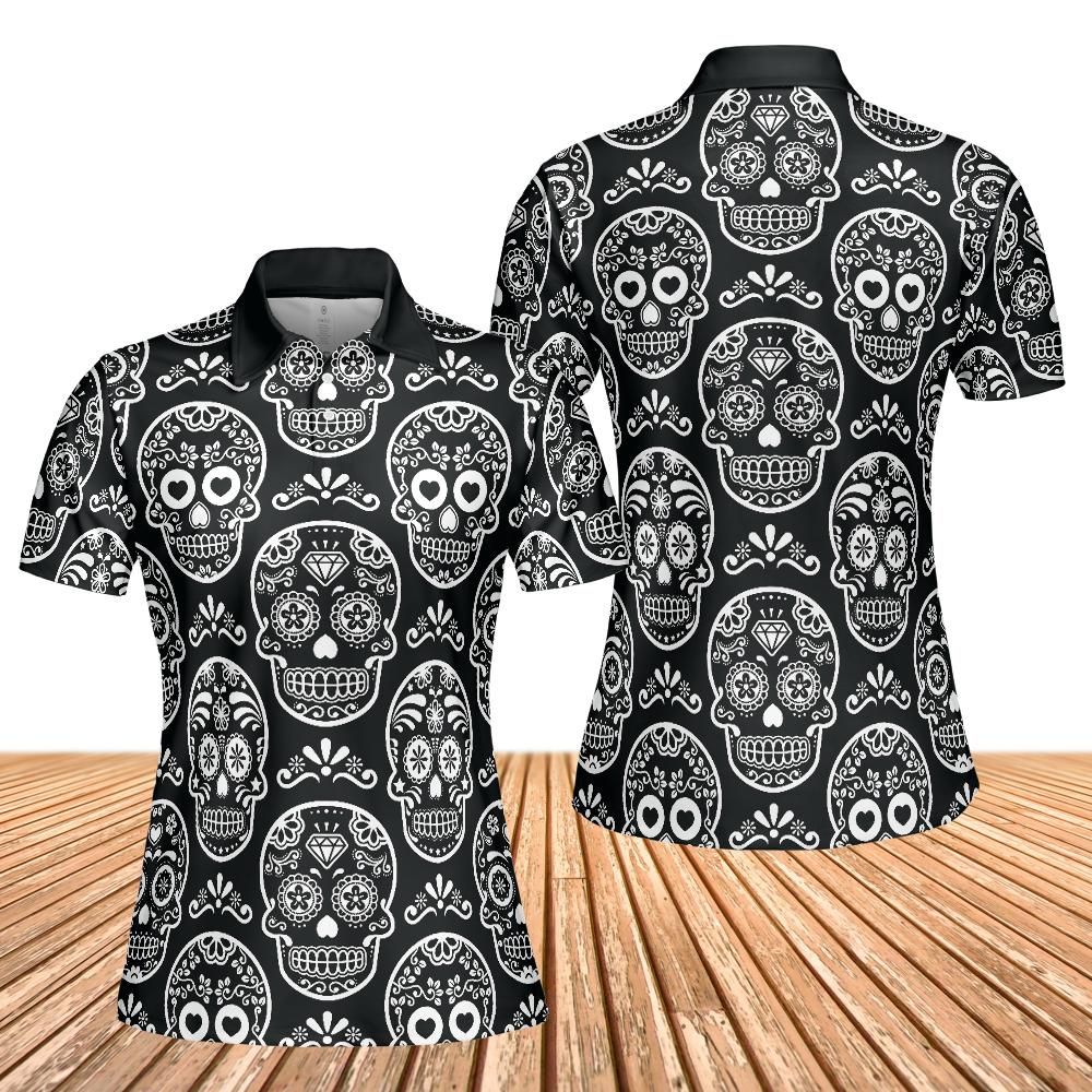 Black & White Calavera Women's Polo Shirt