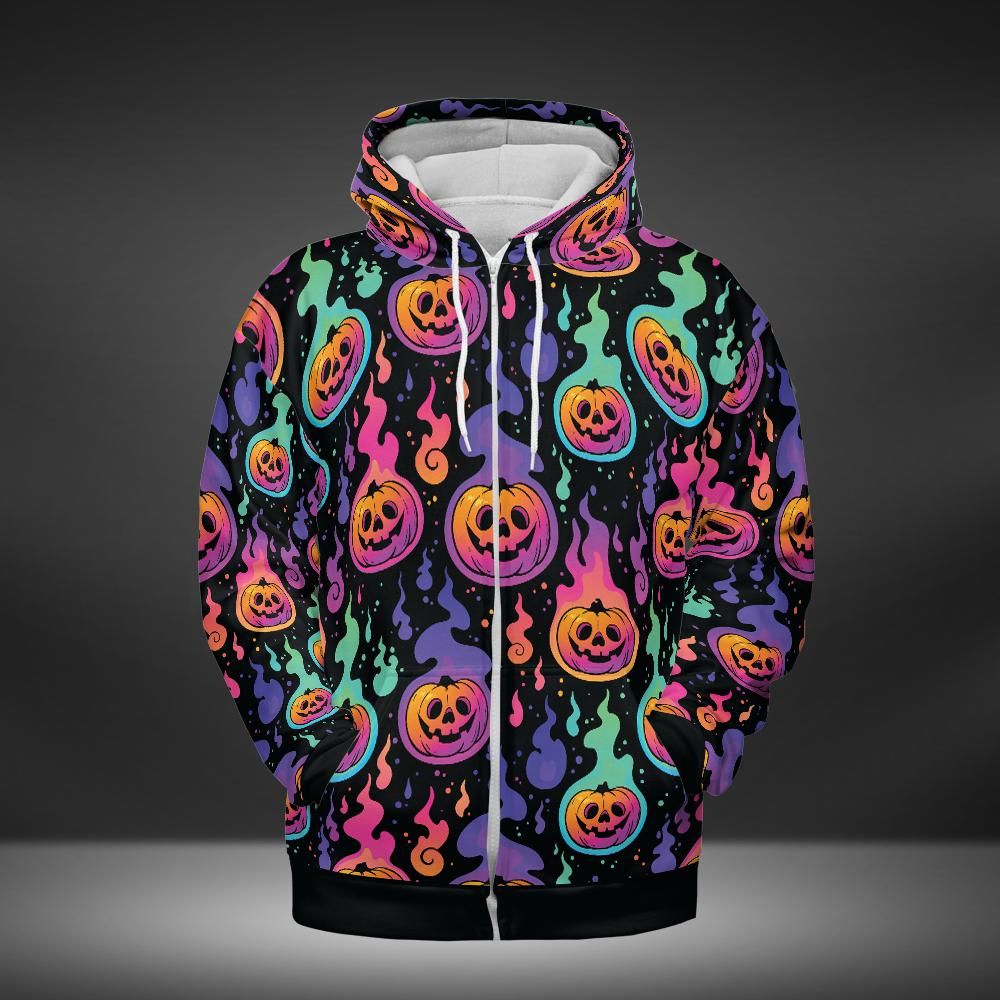 Pumpkin Fire Premium Unisex Zip Hoodie