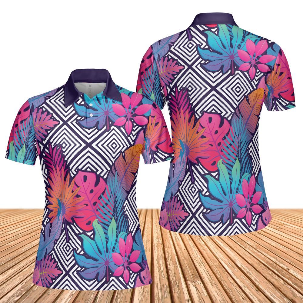 Exotic Gradient Flowers Women's Polo Shirt