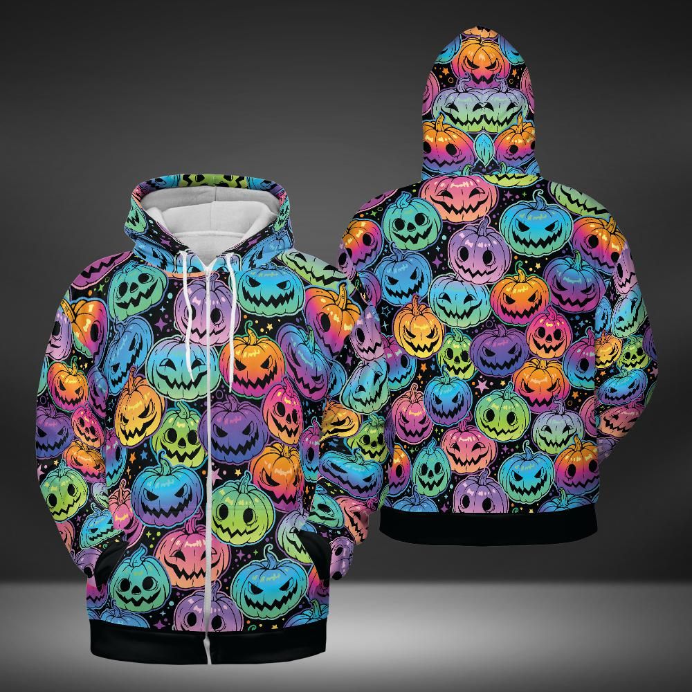 Psychedelic Pumpkin Patch Premium Unisex Zip Hoodie