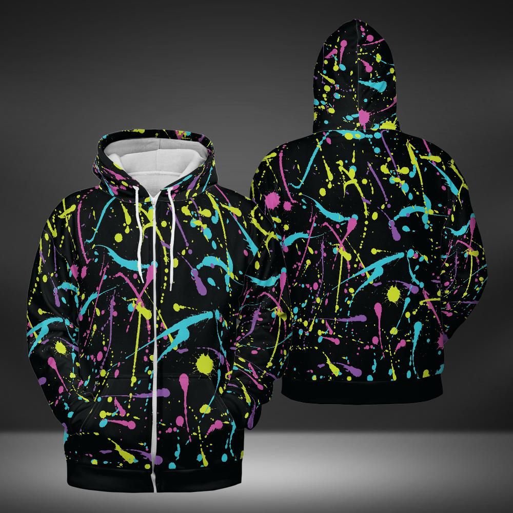 Bright Splattered Paint Premium Unisex Zip Hoodie