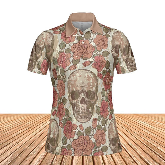 Vintage Style Skulls And Roses Women's Polo Shirt