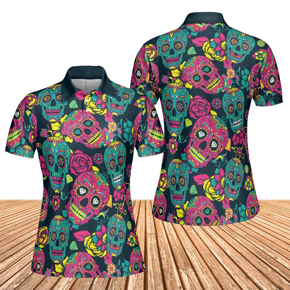 Colorful Day Of The Dead Women's Polo Shirt