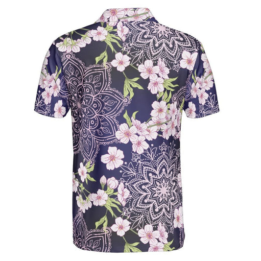 Cherry Blossoms And Mandalas Polo Shirt