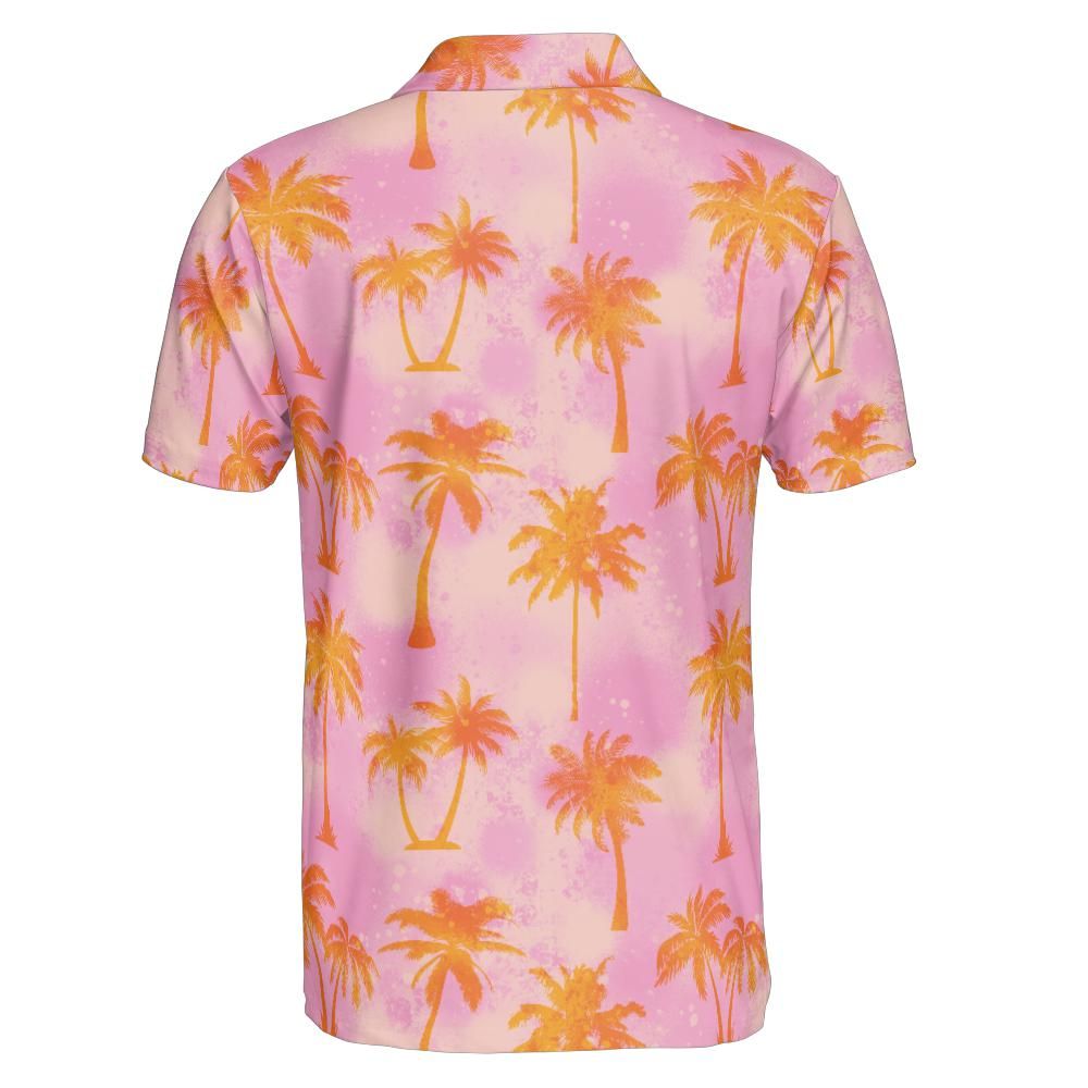 Pink And Palm Trees Polo Shirt