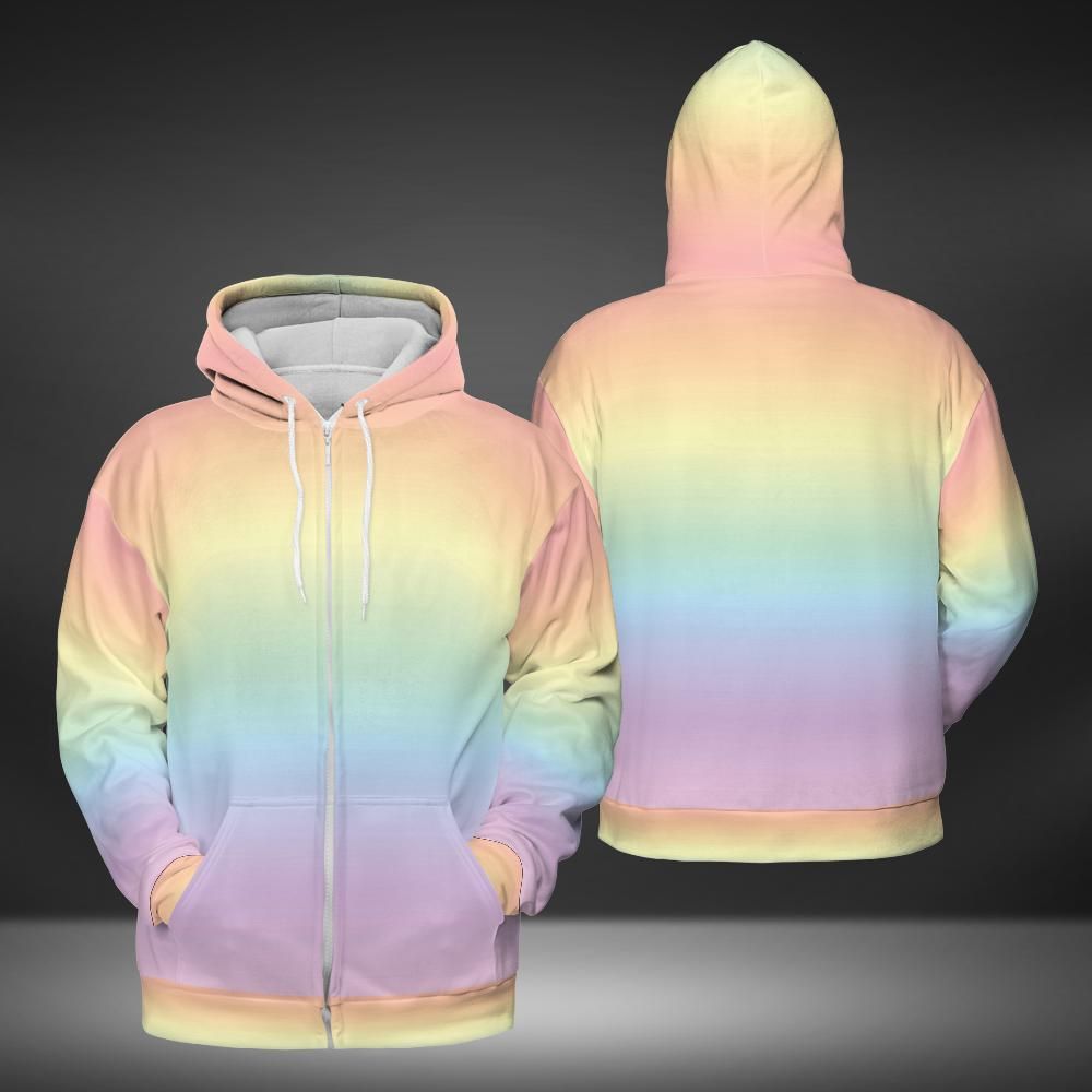 Pastel Rainbow Gradient Unisex Zip Hoodie