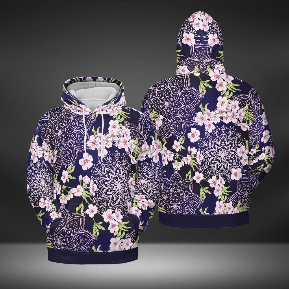 Cherry Blossoms And Mandalas Premium Unisex Hoodie