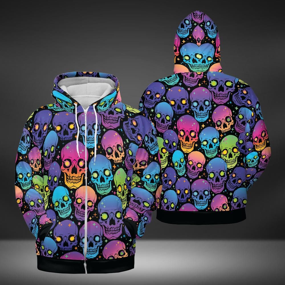 Glowing Eye Skulls Premium Unisex Zip Hoodie