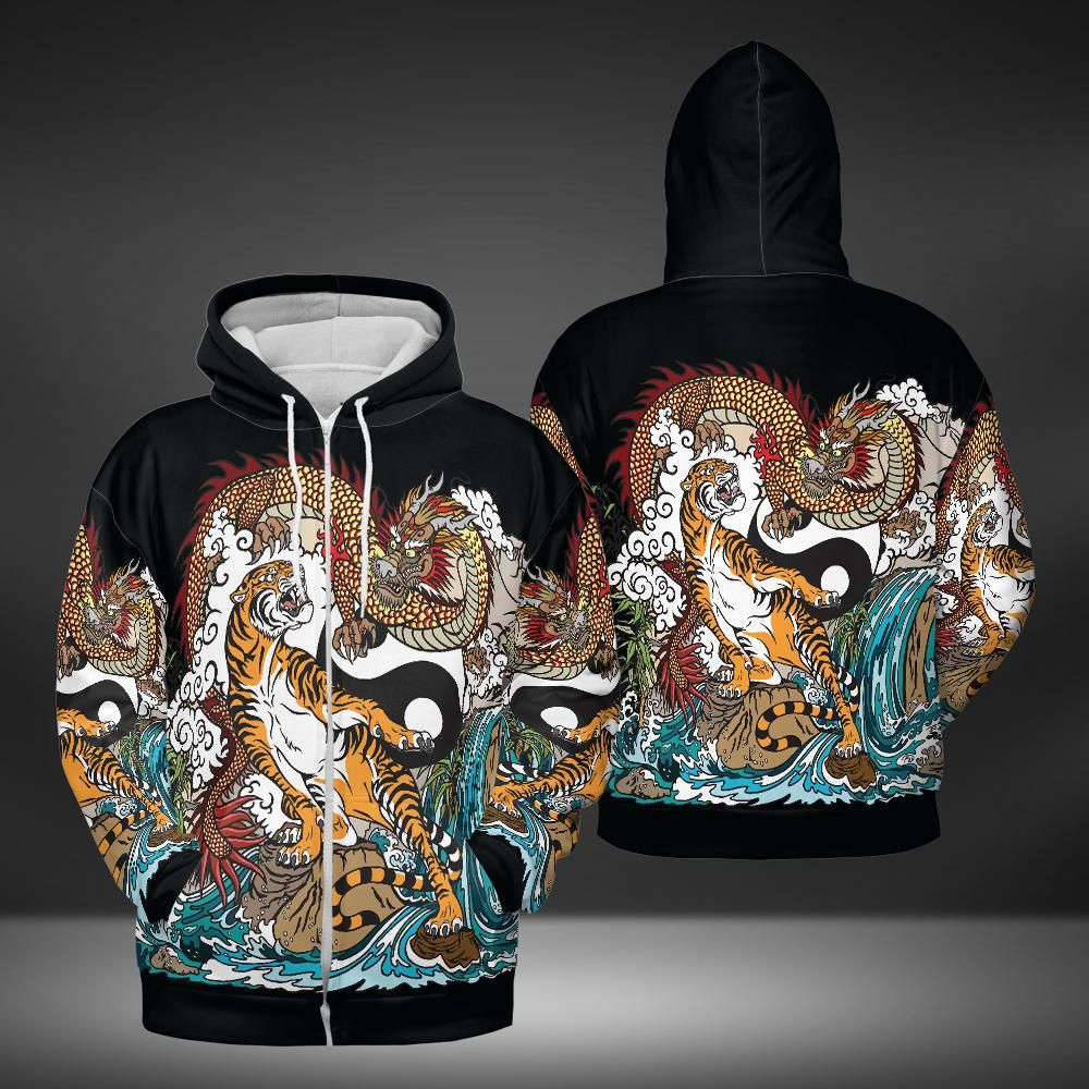 Tiger Versus Dragon Premium Unisex Zip Hoodie