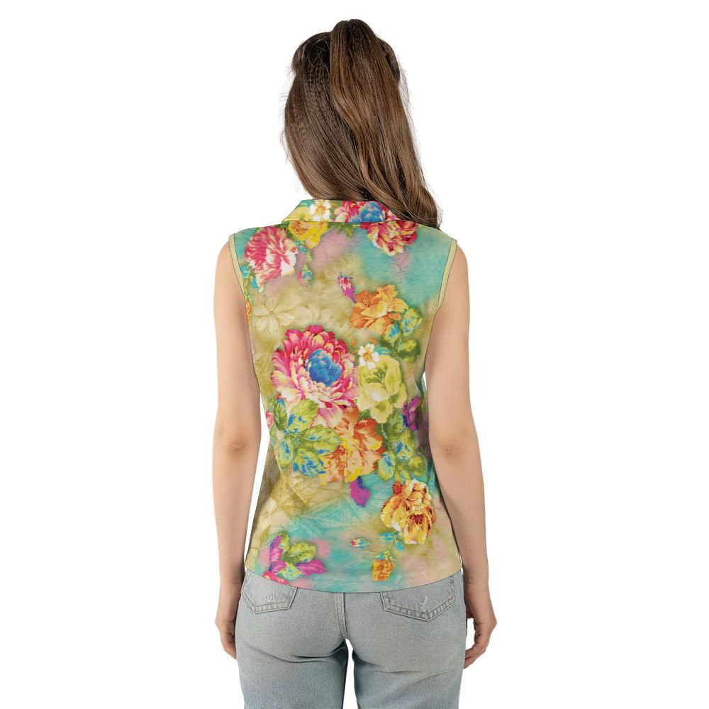 Flower Garden Women's Sleeveless Polo Shirt