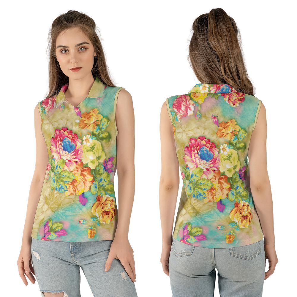 Flower Garden Women's Sleeveless Polo Shirt