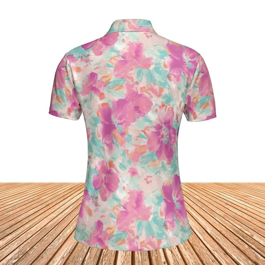 Watercolor Flowers Women's Polo Shirt