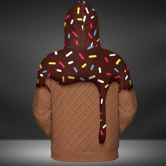 Chocolate Ice Cream And Cone Premium Unisex Hoodie
