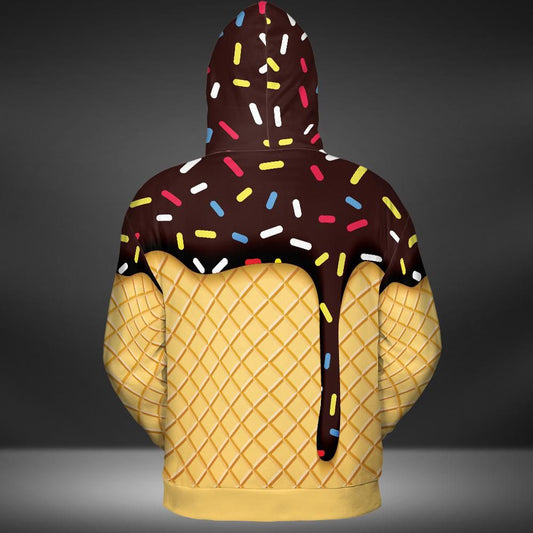 Chocolate Ice Cream Cone Premium Unisex Hoodie