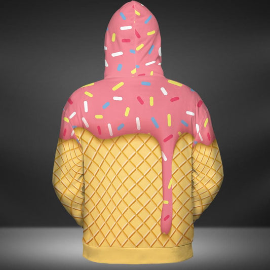 Strawberry Ice Cream Cone Premium Unisex Hoodie